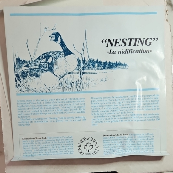 1986 Dominion China Plate "Nesting" - Picture 5 of 7